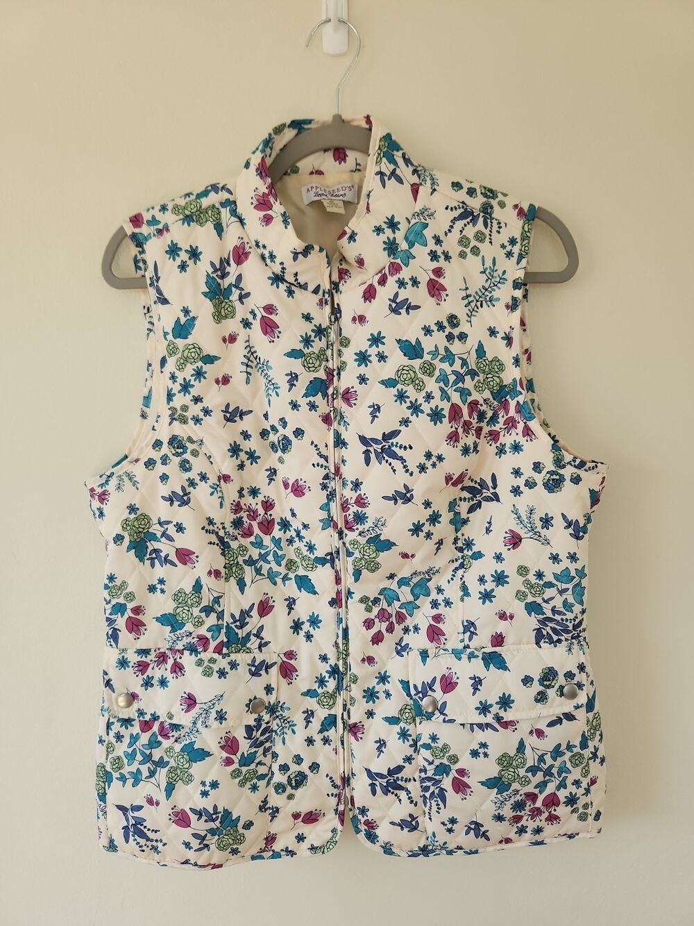 Appleseed’sPaisley Floral Vest Women’s Sz Medium Checkered Light Puffer